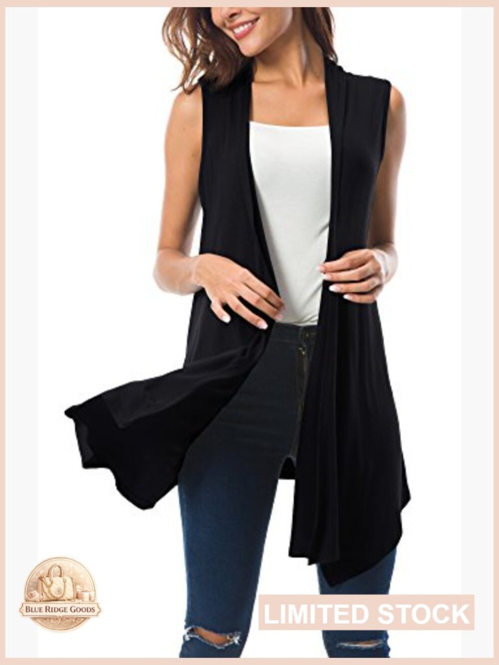 Sleeveless Cardigan Vest Lightweight Open Front Summer Layering Piece - Picture 2 of 6